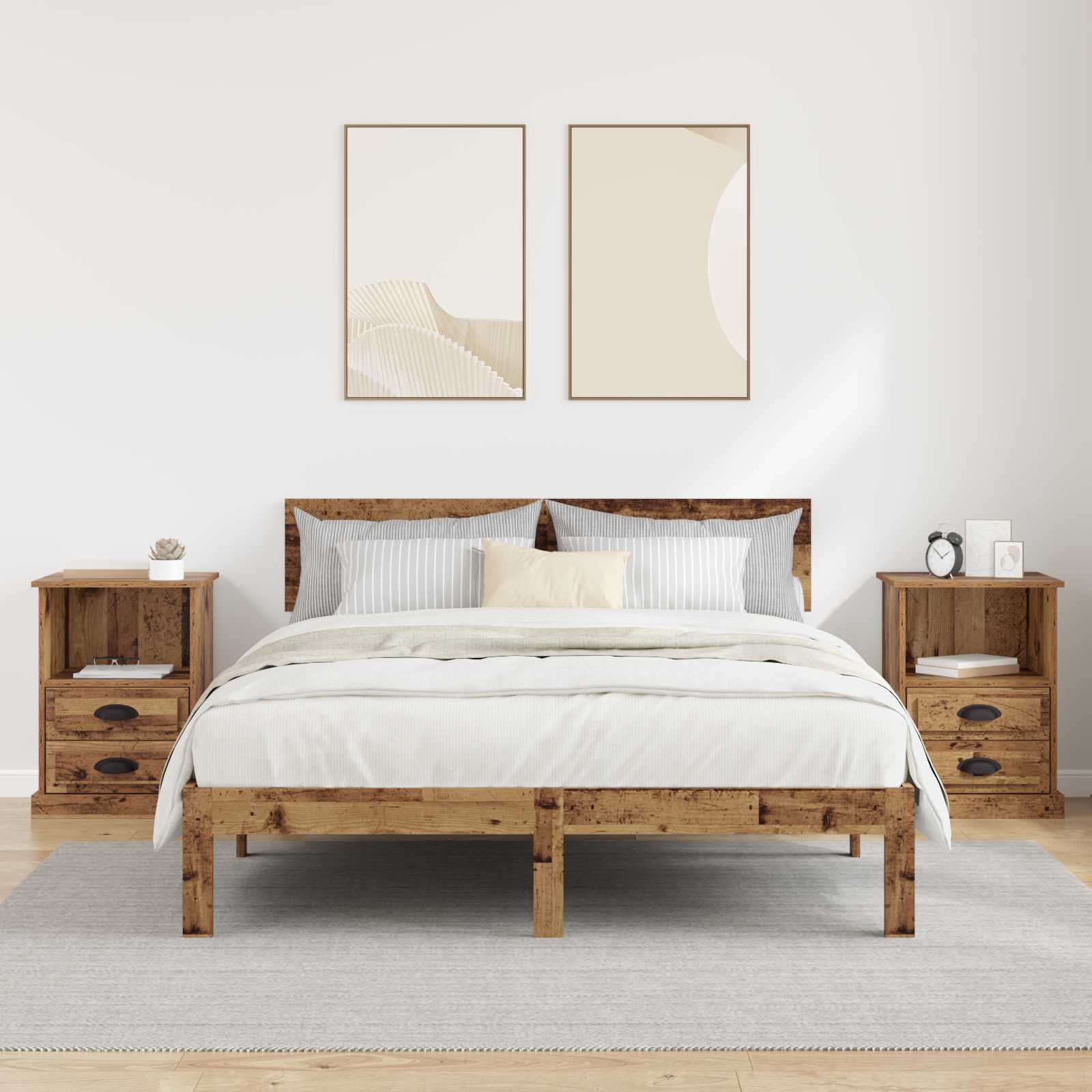 Κομοδίνο 2 pcs Παλιό ξύλο 36 x 43 x 60 εκ Επεξεργασμένο ξύλο - Pakobazaar