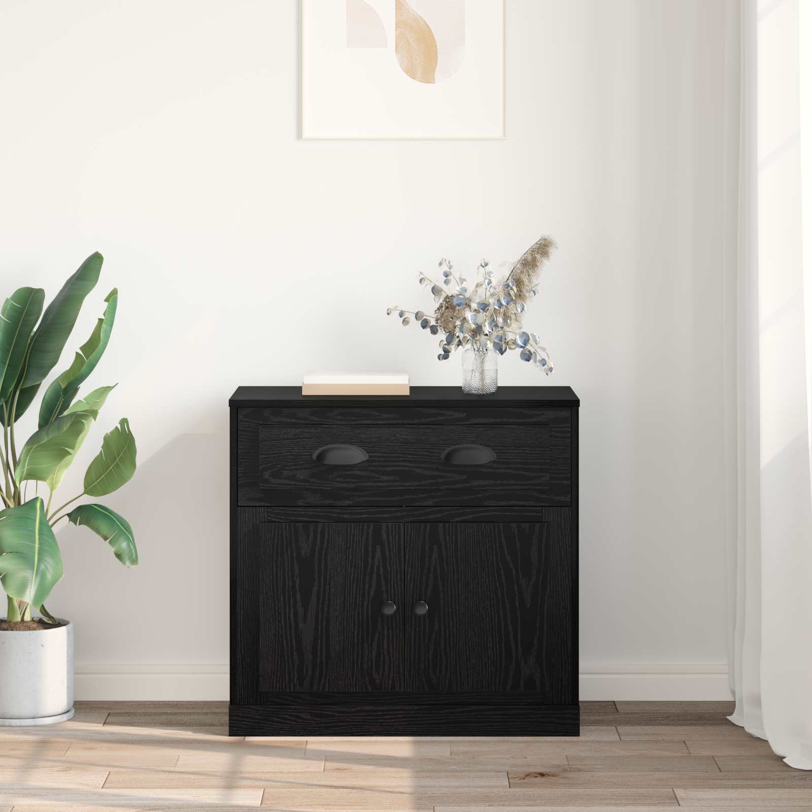 Highboard Μαύρη Οξυά 70 x 35,5 x 67,5 εκ. Επεξεργασμένο ξύλο - Pakobazaar