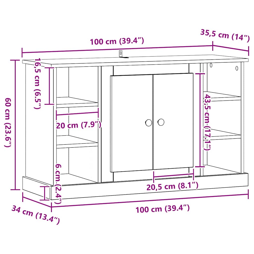 Πλαϊνό γραφείο Μαύρη Οξυά 100 x 35,5 x 60 εκ. - Pakobazaar