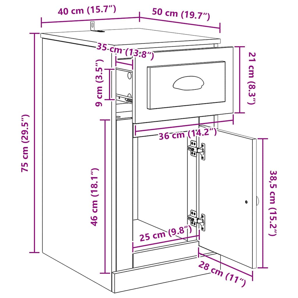 Βοηθητικό ντουλάπι Μαύρη Οξυά 40 x 50 x 75 εκ