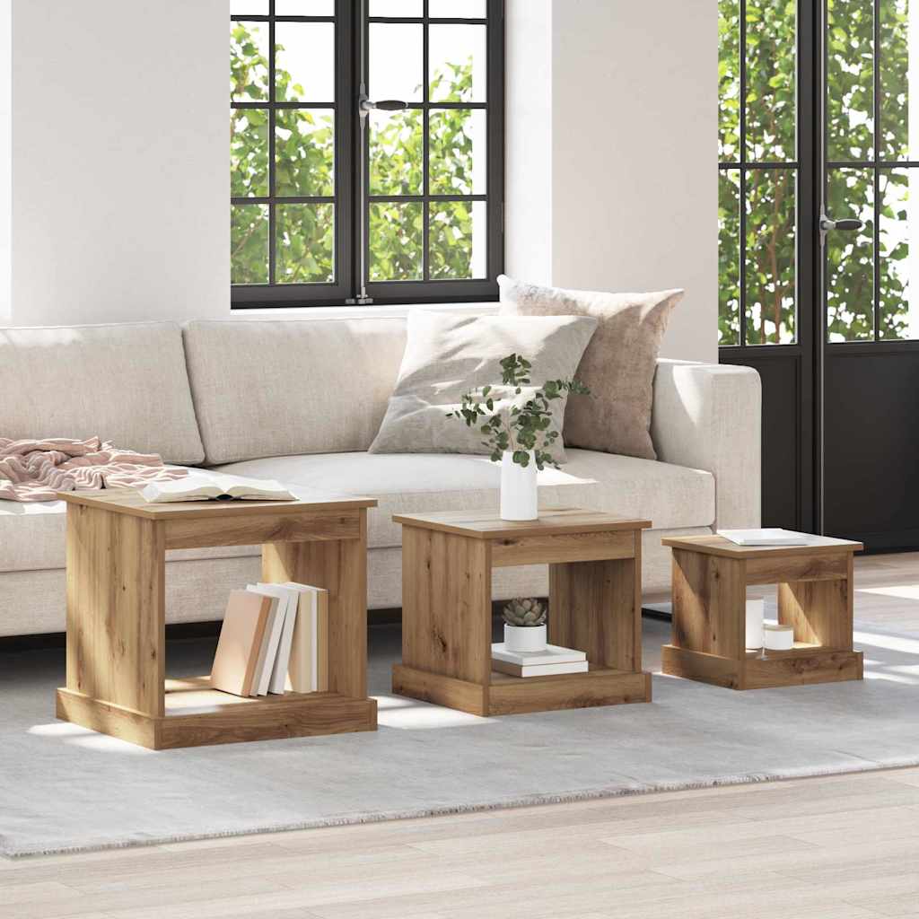 Τραπεζάκι σαλονιού 3 pcs Artisan Oak Επεξεργασμένο ξύλο