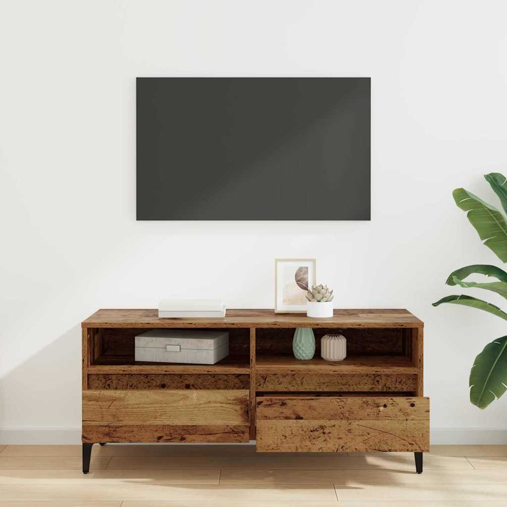 Ντουλάπι TV με συρτάρι Παλιό Ξύλο 100 x 34,5 x 44,5 εκ.