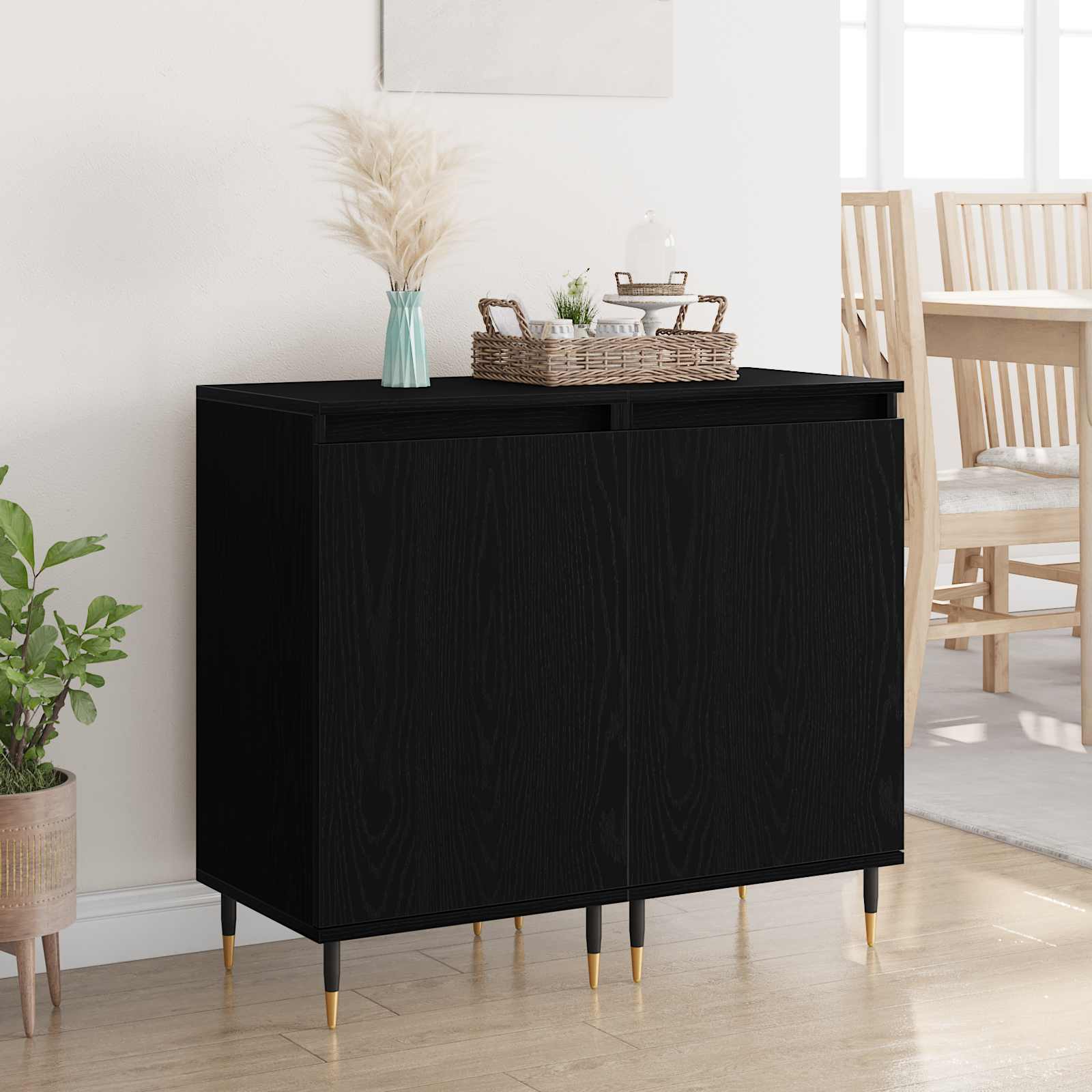 Πλαϊνό γραφείο 2 pcs Μαύρη Οξυά 40 x 35 x 70 εκ.