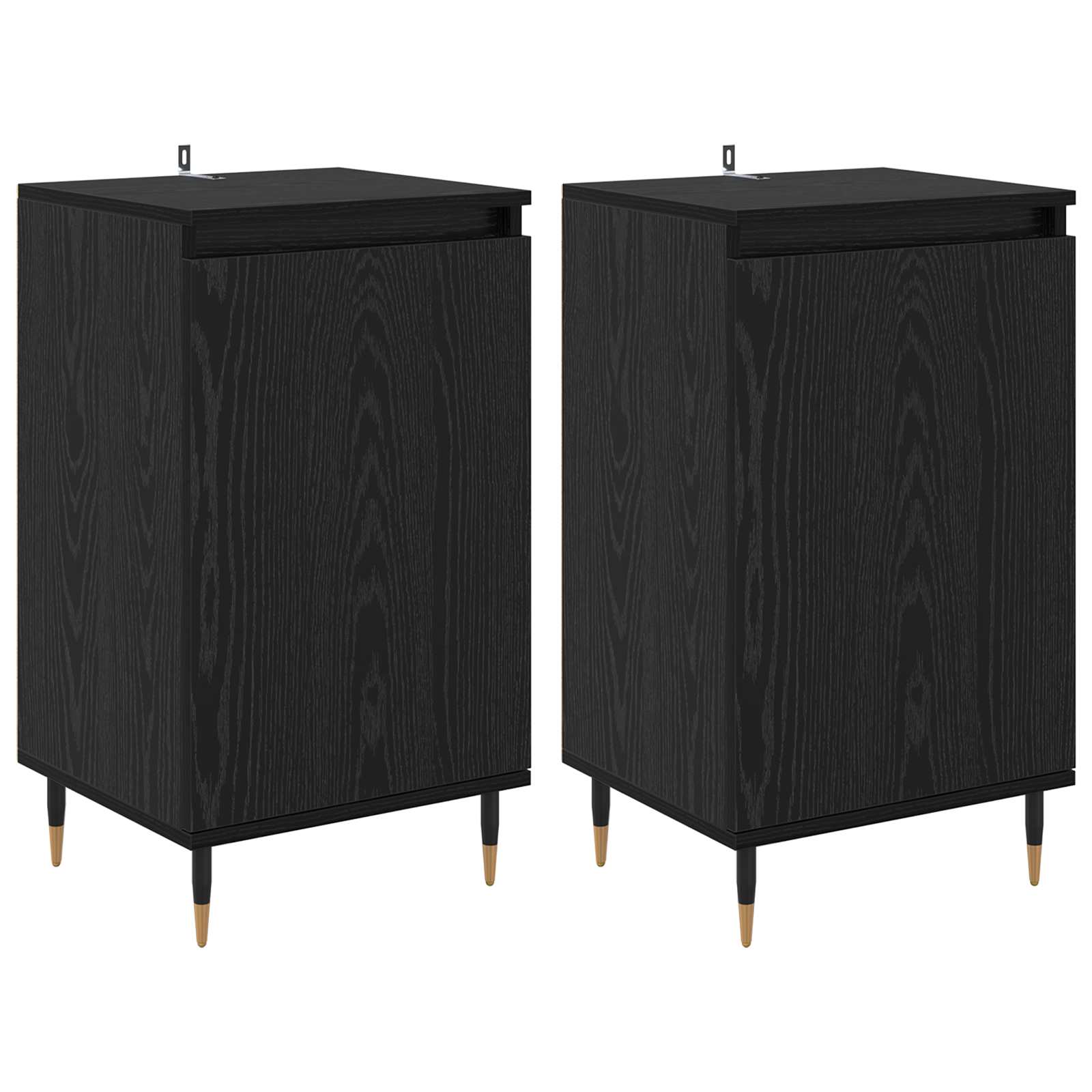 Πλαϊνό γραφείο 2 pcs Μαύρη Οξυά 40 x 35 x 70 εκ.