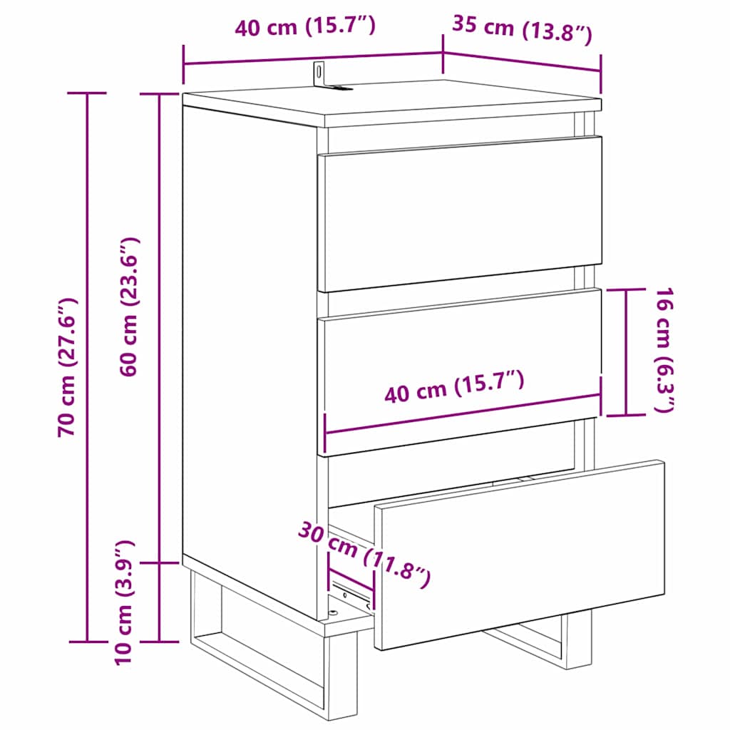 Πλαϊνό γραφείο με συρτάρι Παλαιό ξύλο Επεξεργασμένο ξύλο - Pakobazaar