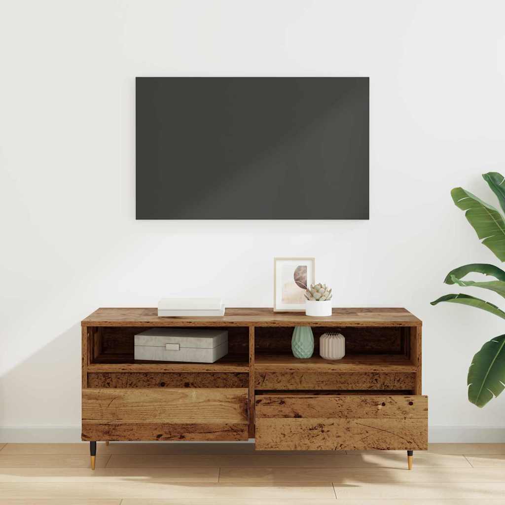 Ντουλάπι TV με συρτάρι Παλιό Ξύλο 100 x 34,5 x 44,5 εκ.