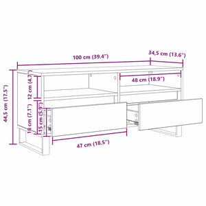 Ντουλάπι TV με συρτάρι Παλιό Ξύλο 100 x 34,5 x 44,5 εκ. - Pakobazaar