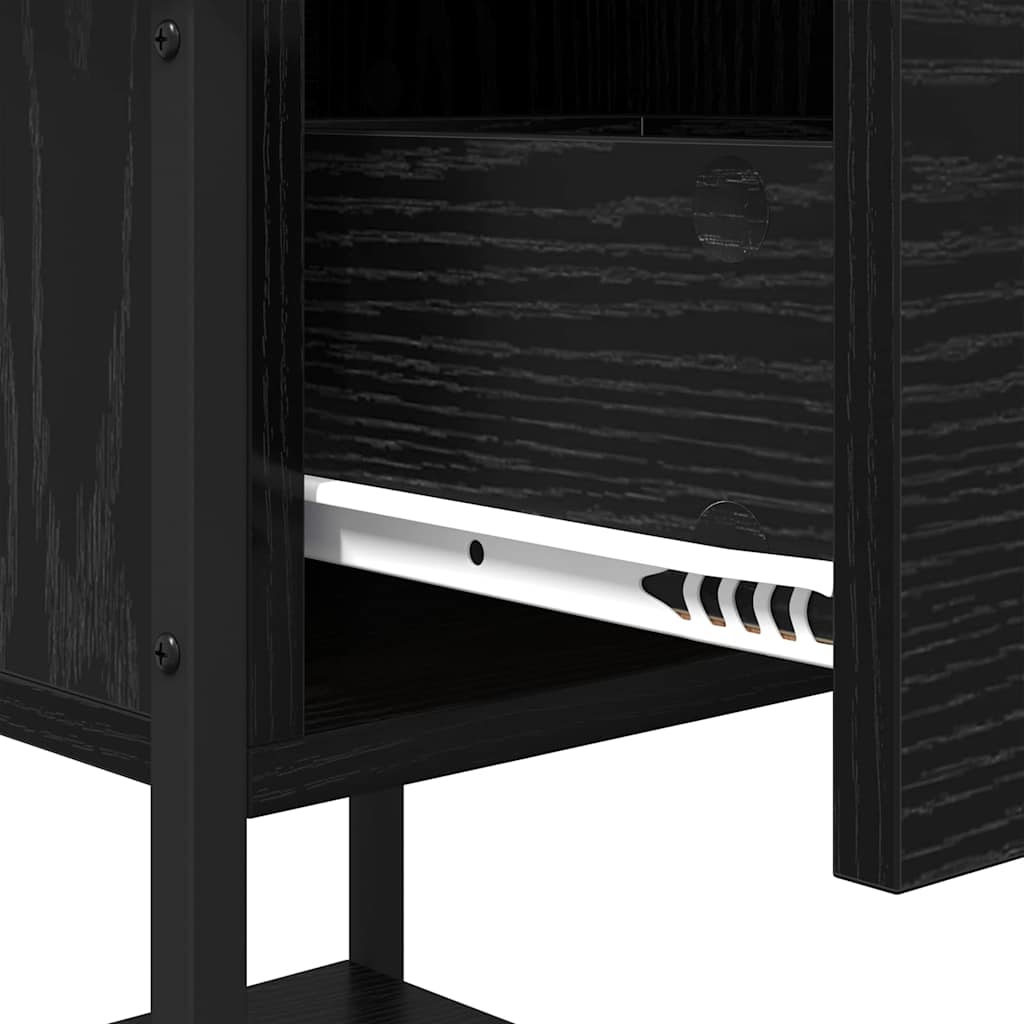 Κομοδίνο 2 pcs Μαύρη Οξυά 34 x 35,5 x 45 εκ Επεξεργασμένο ξύλο