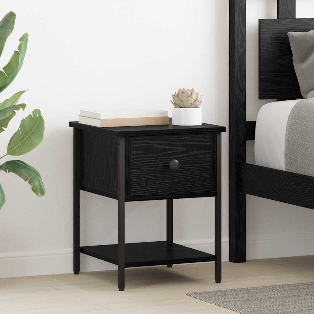 Κομοδίνο 2 pcs Μαύρη Οξυά 34 x 35,5 x 45 εκ Επεξεργασμένο ξύλο