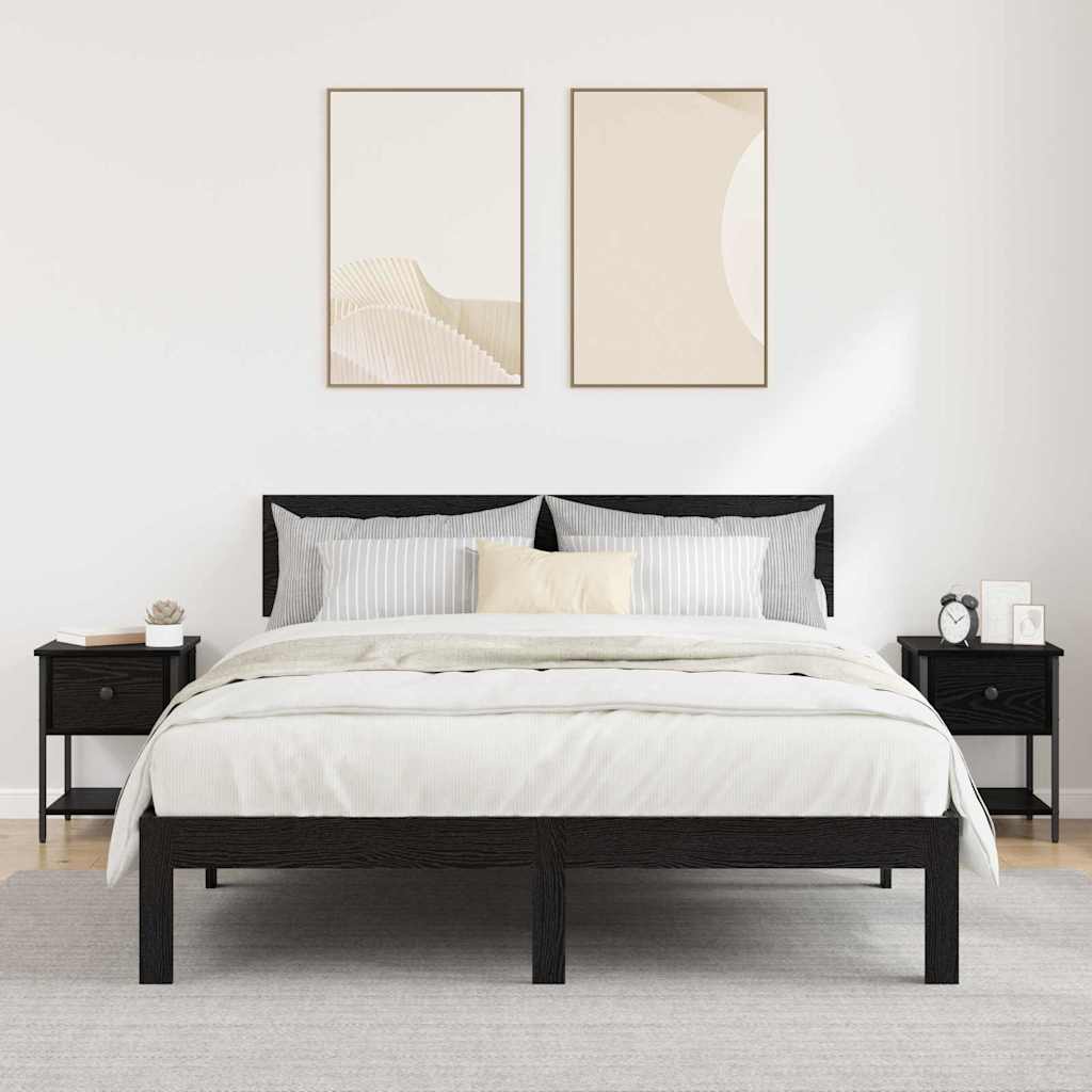 Κομοδίνο 2 pcs Μαύρη Οξυά 34 x 35,5 x 45 εκ Επεξεργασμένο ξύλο