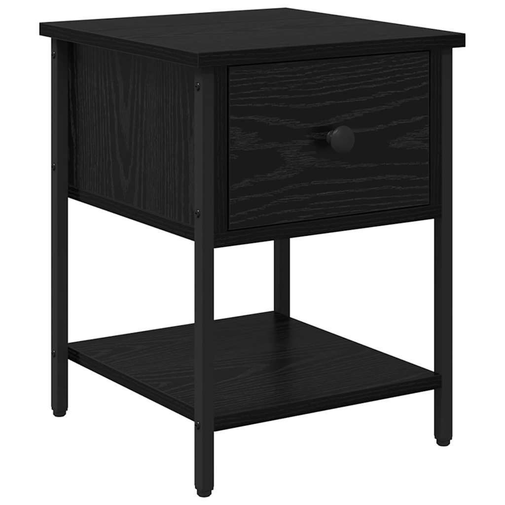 Κομοδίνο 2 pcs Μαύρη Οξυά 34 x 35,5 x 45 εκ Επεξεργασμένο ξύλο