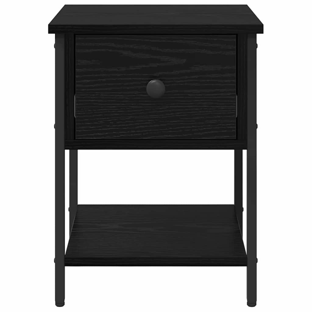 Κομοδίνο 2 pcs Μαύρη Οξυά 34 x 35,5 x 45 εκ Επεξεργασμένο ξύλο