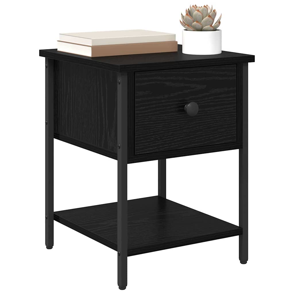 Κομοδίνο 2 pcs Μαύρη Οξυά 34 x 35,5 x 45 εκ Επεξεργασμένο ξύλο