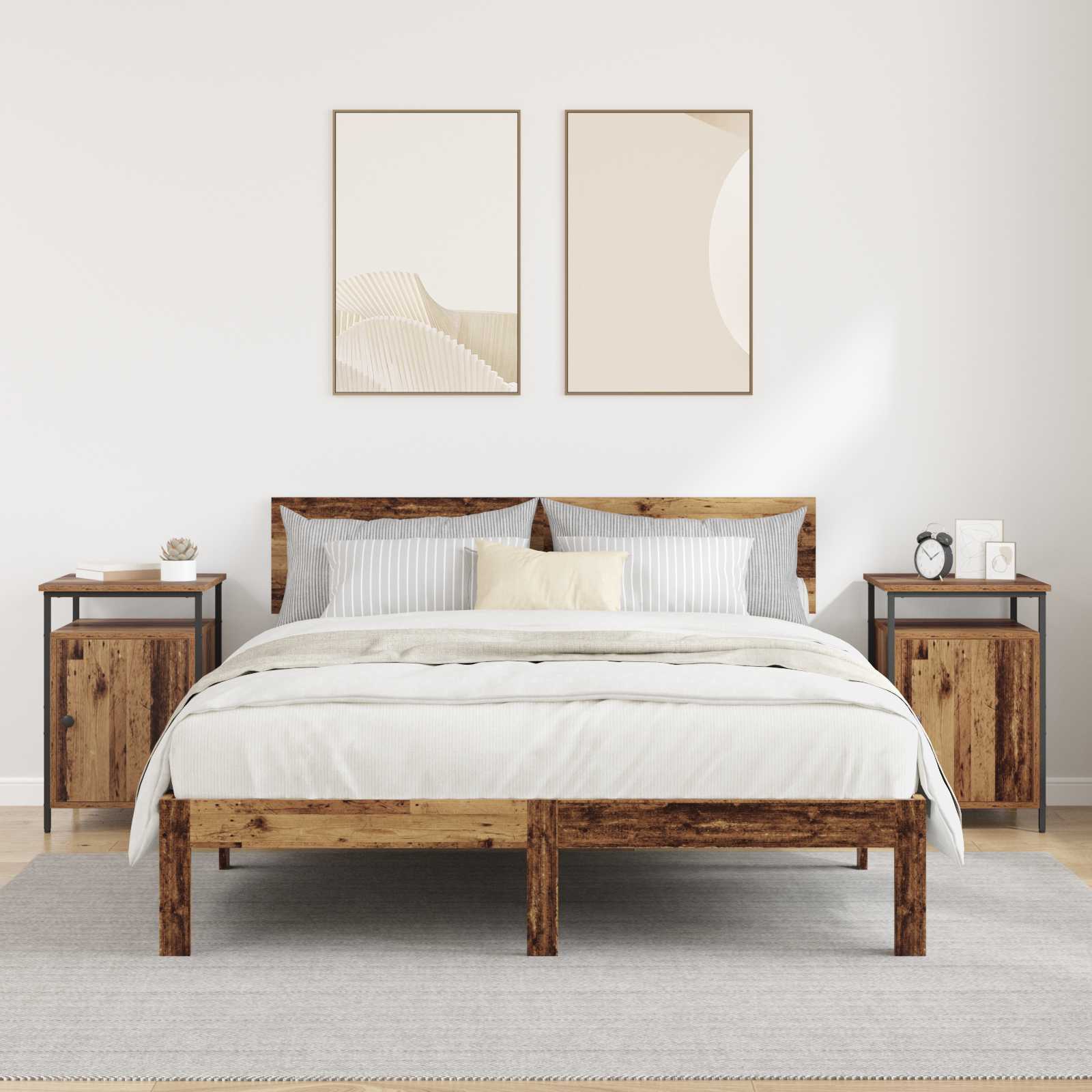 Κομοδίνο 2 pcs Παλιό ξύλο 40 x 42 x 60 εκ. Επεξεργασμένο ξύλο - Pakobazaar