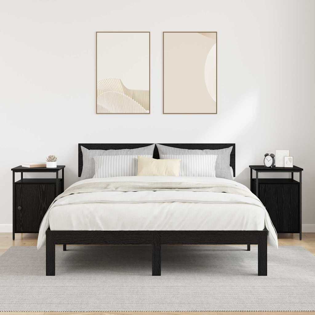 Κομοδίνο 2 pcs Μαύρη Οξυά 40 x 42 x 60 εκ. Επεξεργασμένο ξύλο - Pakobazaar