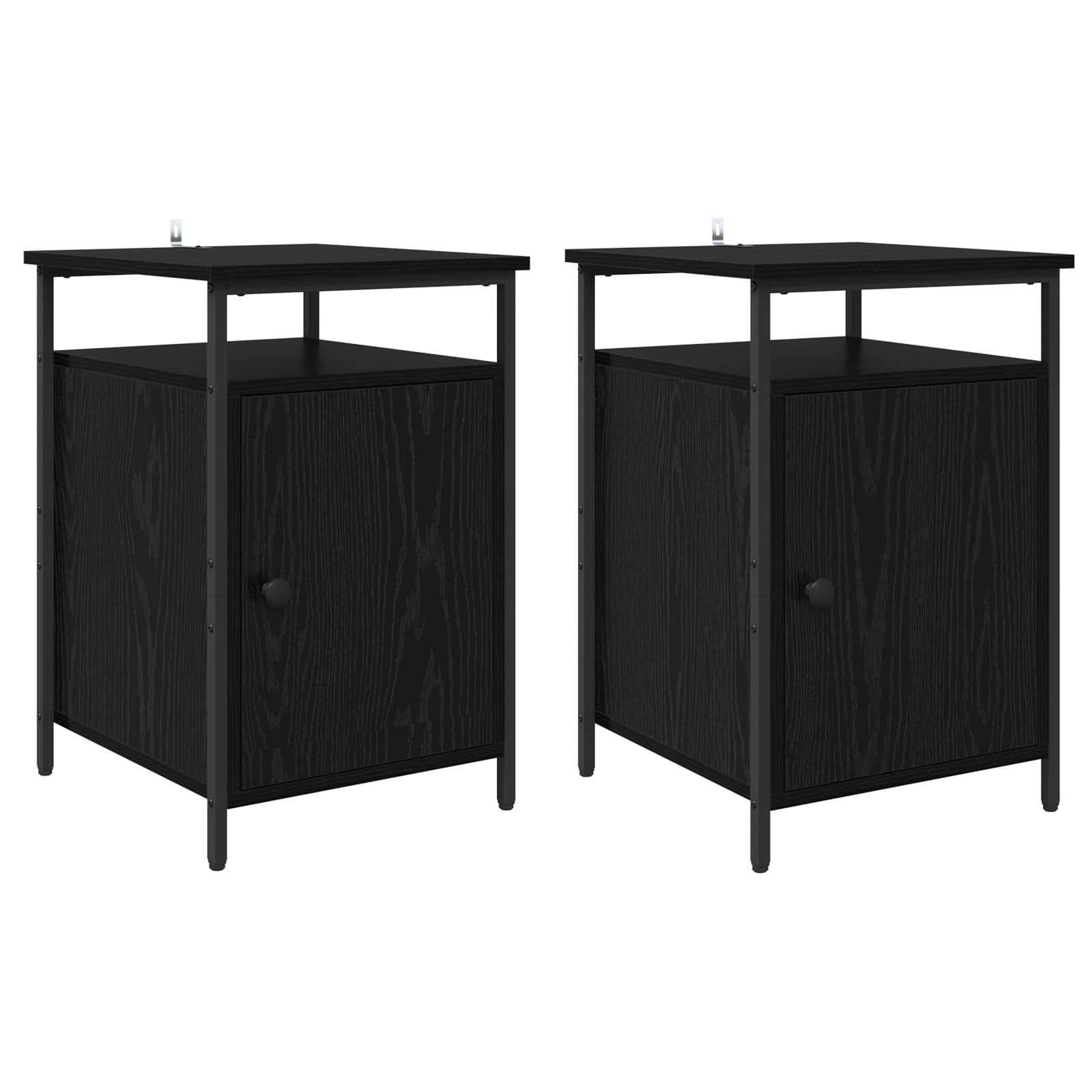 Κομοδίνο 2 pcs Μαύρη Οξυά 40 x 42 x 60 εκ. Επεξεργασμένο ξύλο - Pakobazaar