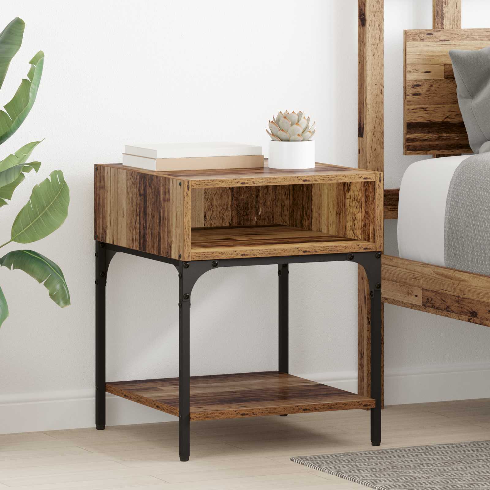 Κομοδίνο 2 pcs Παλιό ξύλο 40 x 40 x 50 cm Επεξεργασμένο ξύλο - Pakobazaar
