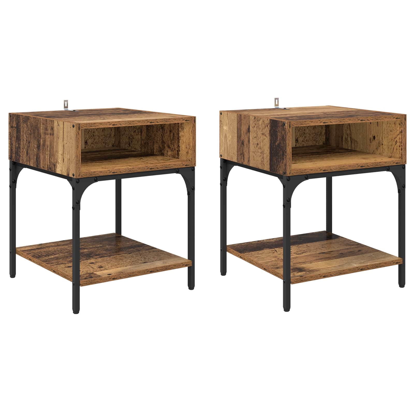 Κομοδίνο 2 pcs Παλιό ξύλο 40 x 40 x 50 cm Επεξεργασμένο ξύλο - Pakobazaar