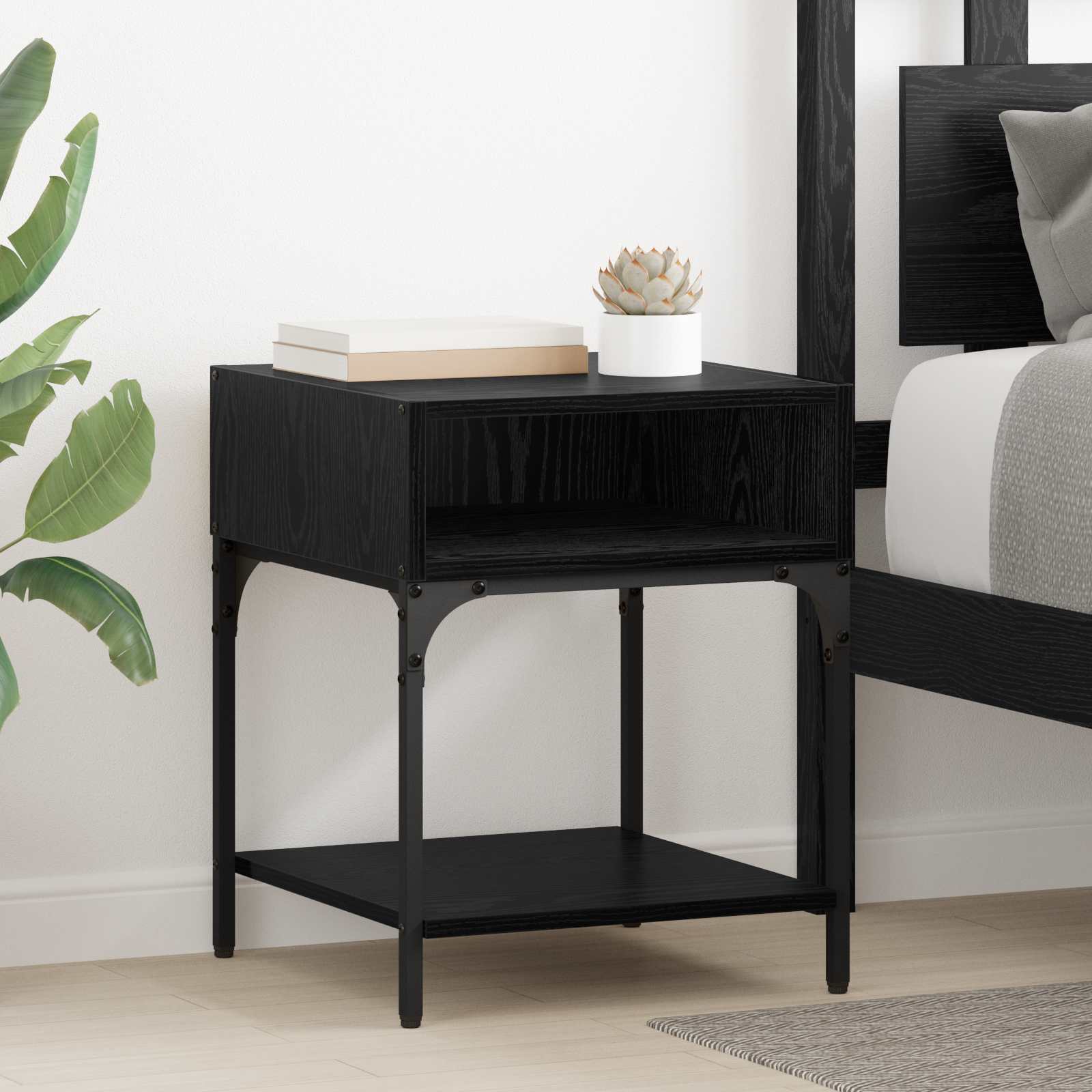 Κομοδίνο 2 pcs Μαύρη Οξυά 40 x 40 x 50 cm Επεξεργασμένο ξύλο - Pakobazaar