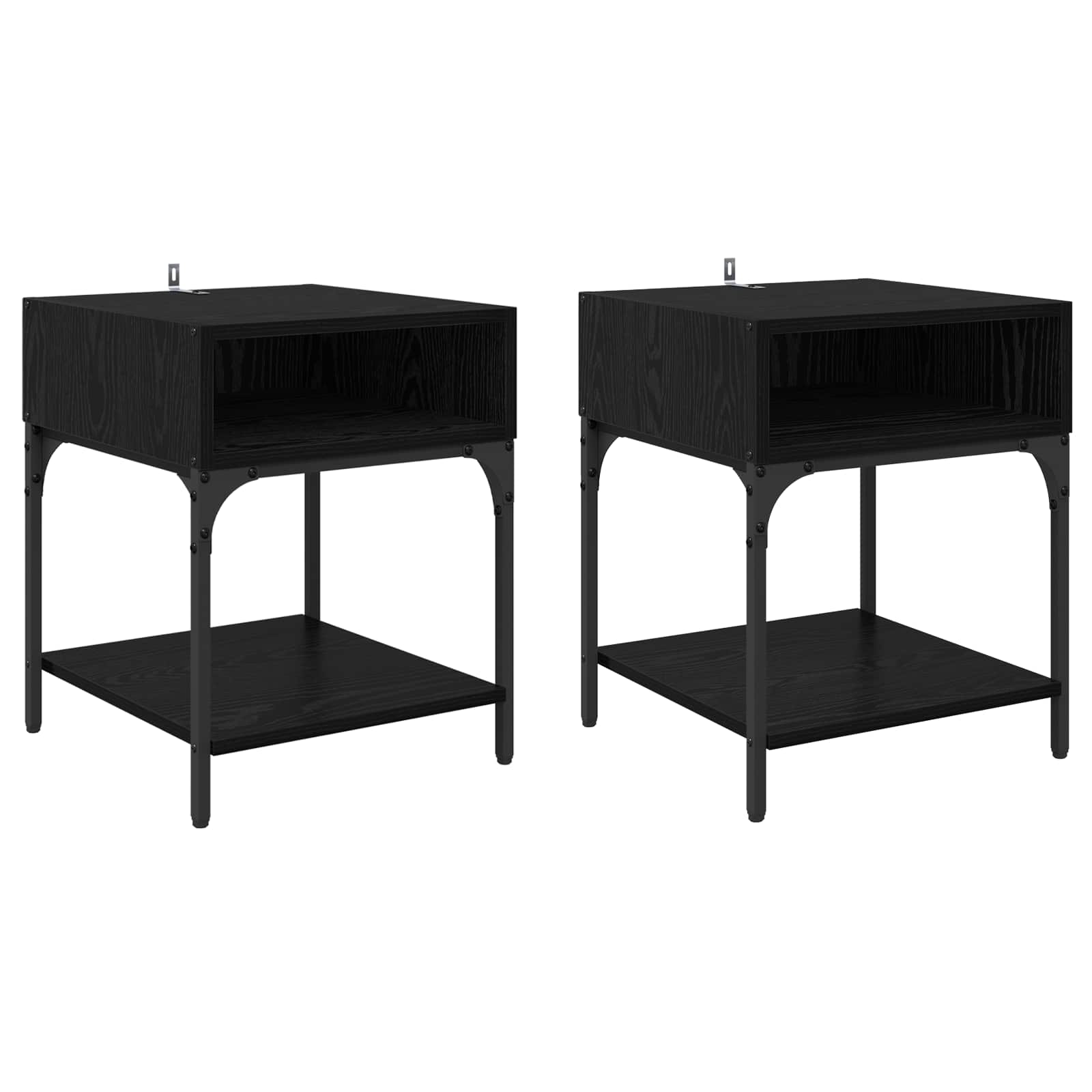 Κομοδίνο 2 pcs Μαύρη Οξυά 40 x 40 x 50 cm Επεξεργασμένο ξύλο - Pakobazaar