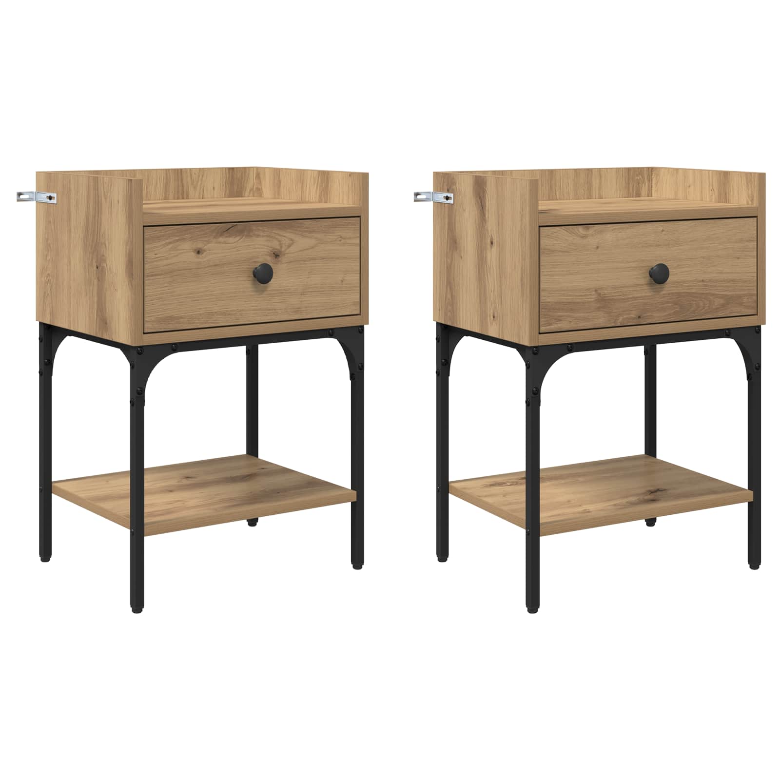 Κομοδίνο 2 pcs Artisan Oak 40 x 29 x 60 εκ Επεξεργασμένο ξύλο - Pakobazaar