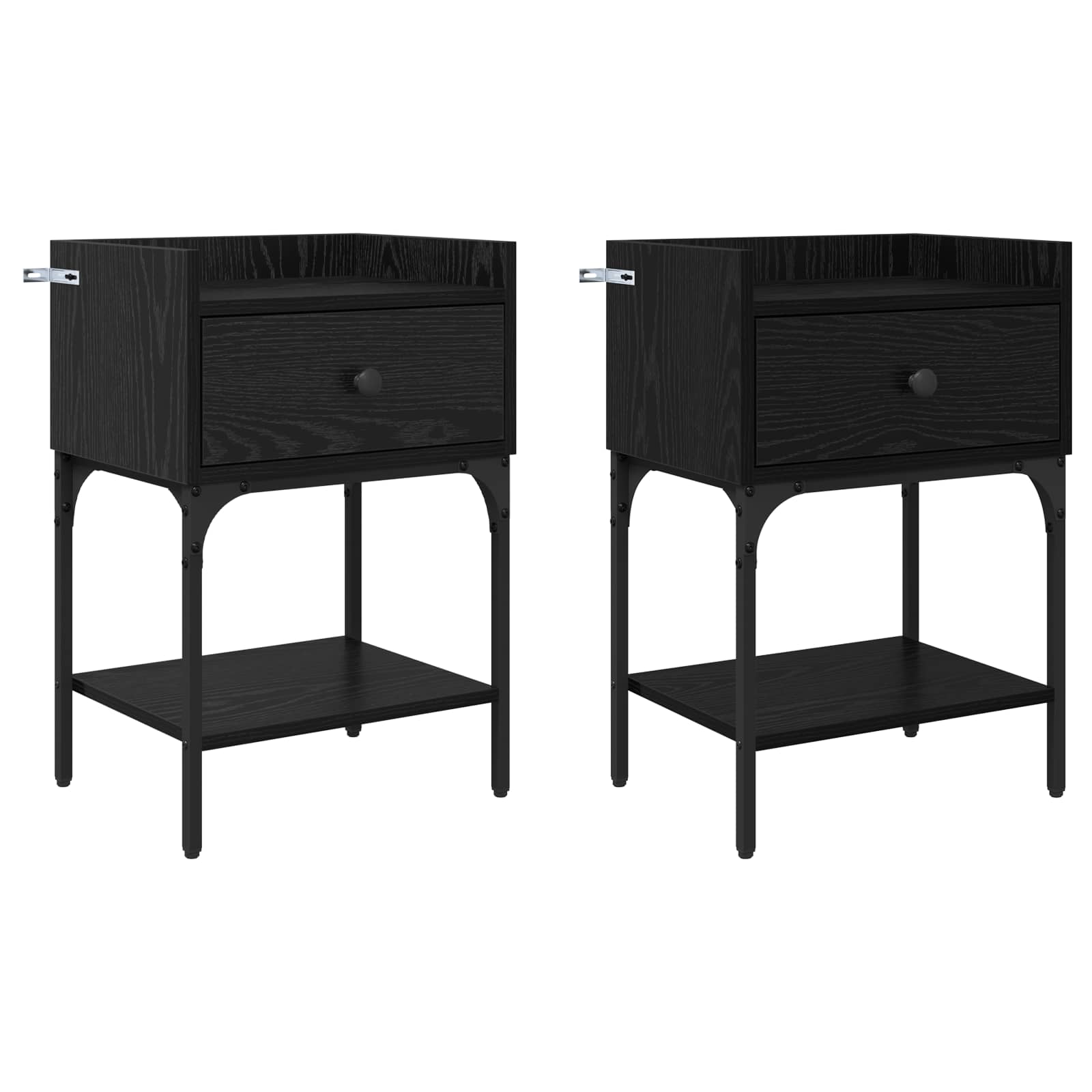 Κομοδίνο 2 pcs Μαύρη Οξυά 40 x 29 x 60 εκ Επεξεργασμένο ξύλο - Pakobazaar