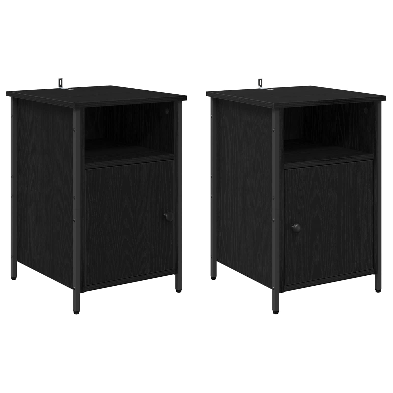 Κομοδίνο 2 pcs Μαύρη Οξυά 40 x 42 x 60 εκ. Επεξεργασμένο ξύλο - Pakobazaar