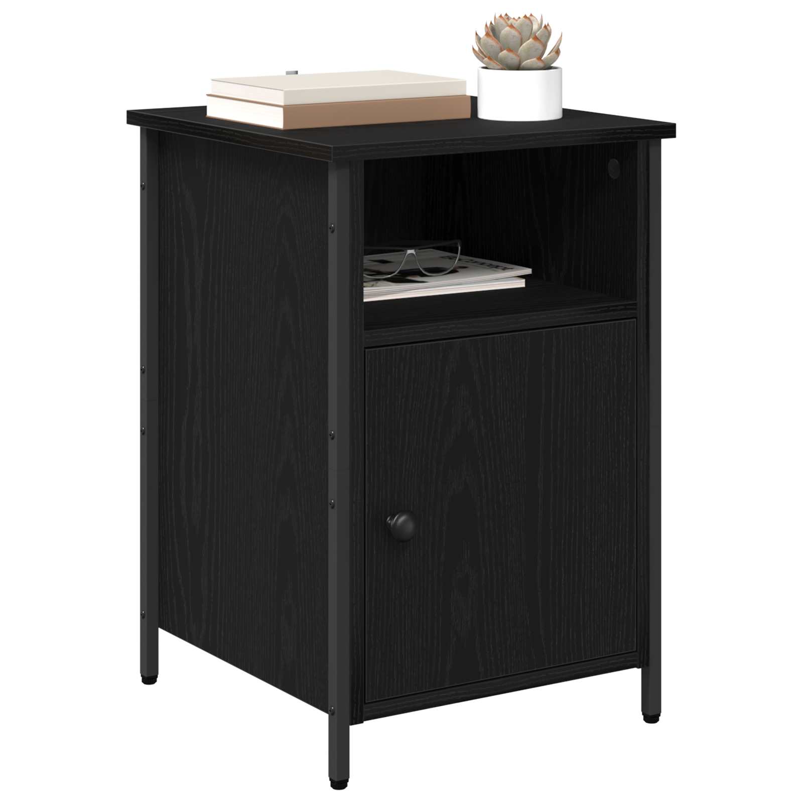 Κομοδίνο 2 pcs Μαύρη Οξυά 40 x 42 x 60 εκ. Επεξεργασμένο ξύλο - Pakobazaar