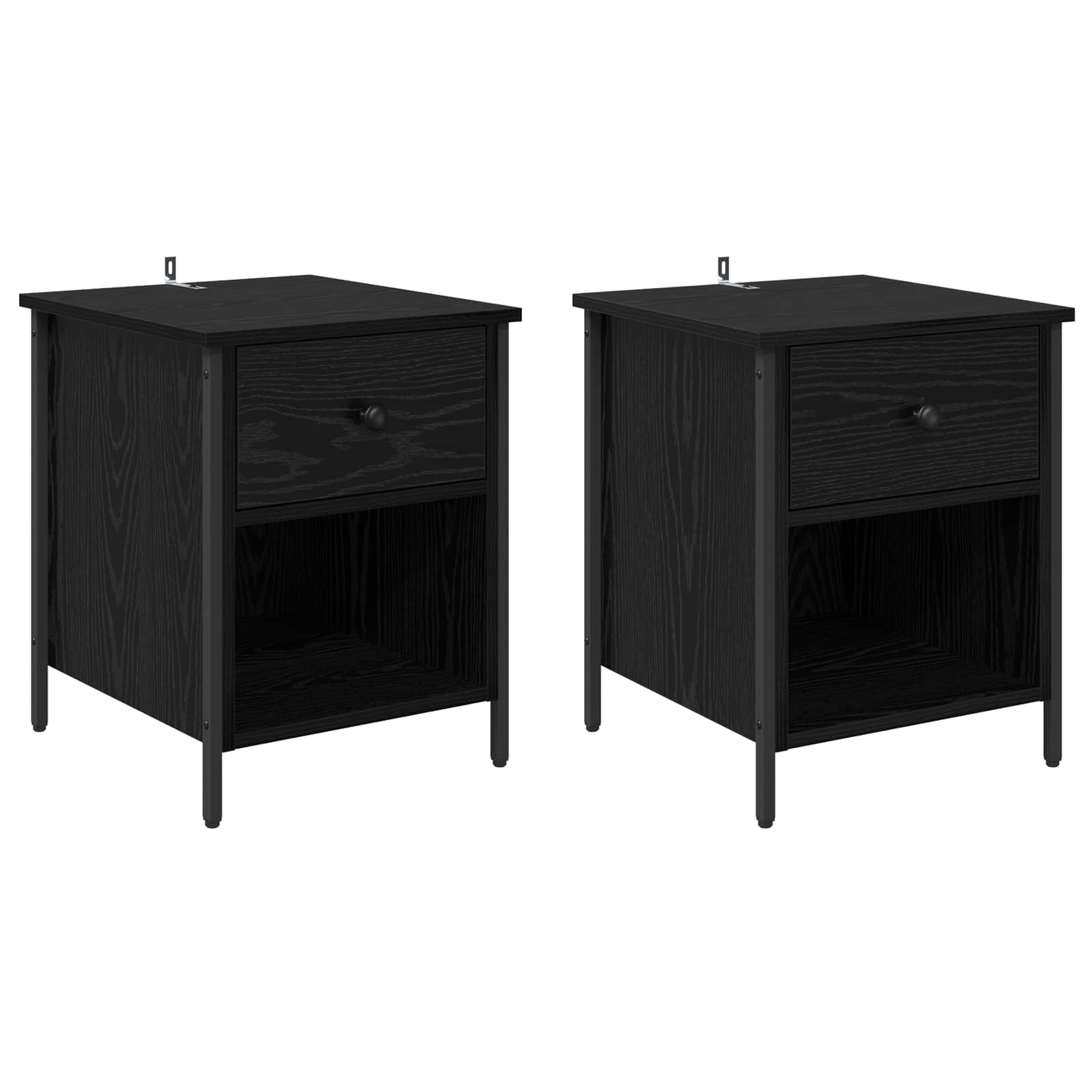 Κομοδίνο 2 pcs Μαύρη Οξυά 40 x 42 x 50 cm Επεξεργασμένο ξύλο - Pakobazaar