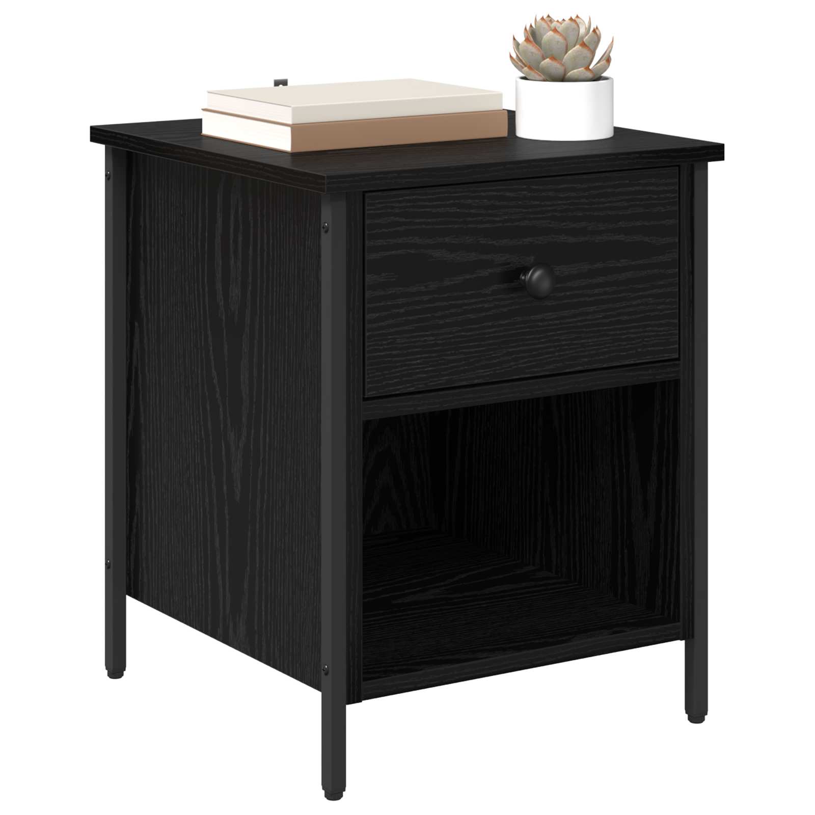 Κομοδίνο 2 pcs Μαύρη Οξυά 40 x 42 x 50 cm Επεξεργασμένο ξύλο - Pakobazaar