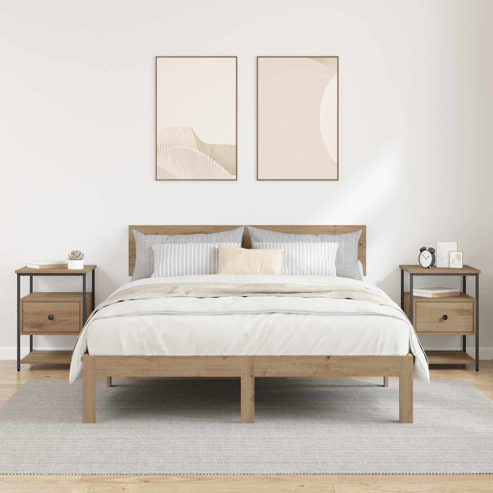 Κομοδίνο 2 pcs Artisan Oak 40 x 42 x 56 εκ Επεξεργασμένο ξύλο - Pakobazaar
