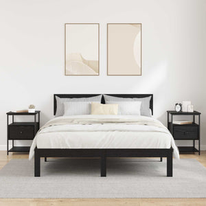 Κομοδίνο 2 pcs Μαύρη Οξυά 40 x 42 x 56 εκ Επεξεργασμένο ξύλο - Pakobazaar