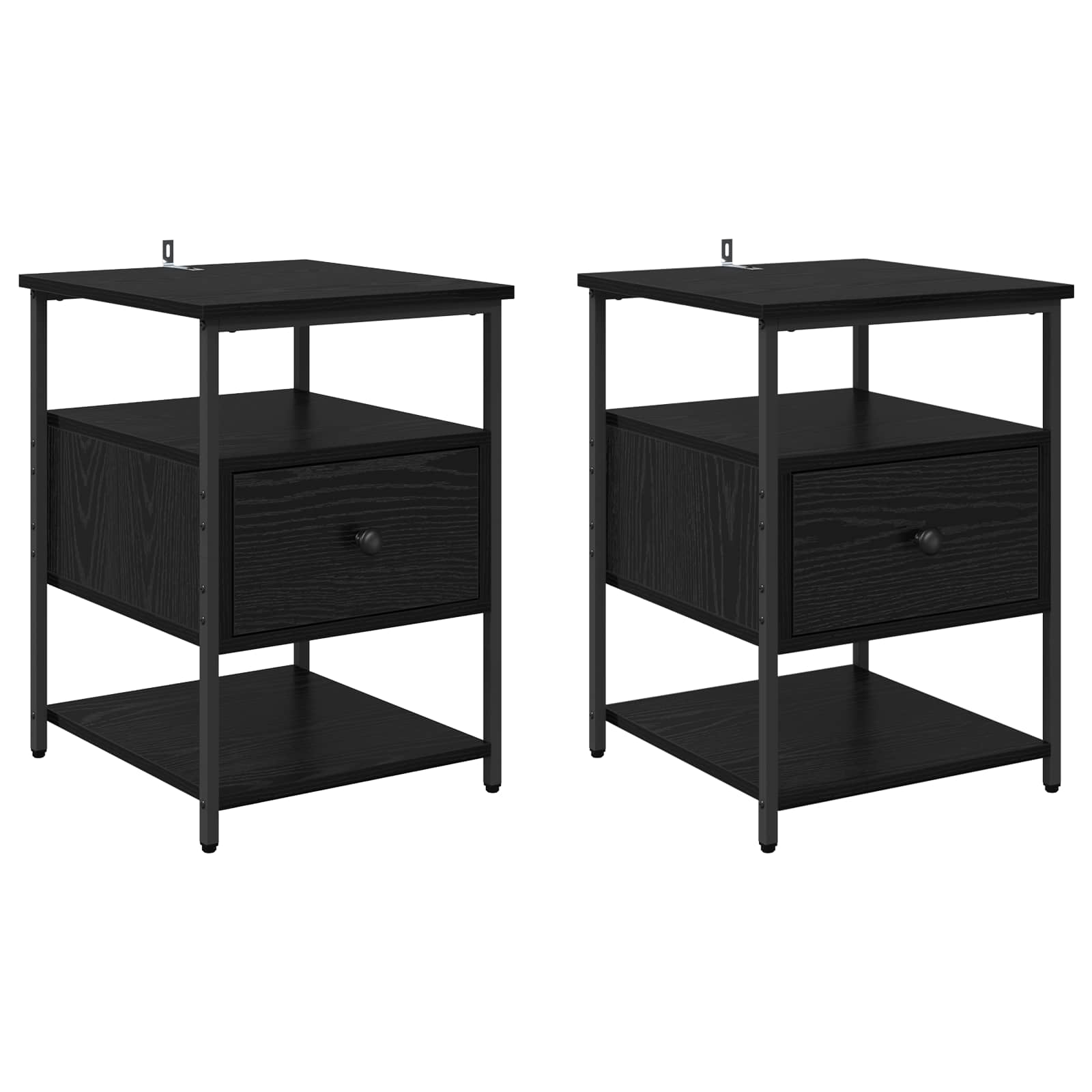 Κομοδίνο 2 pcs Μαύρη Οξυά 40 x 42 x 56 εκ Επεξεργασμένο ξύλο - Pakobazaar