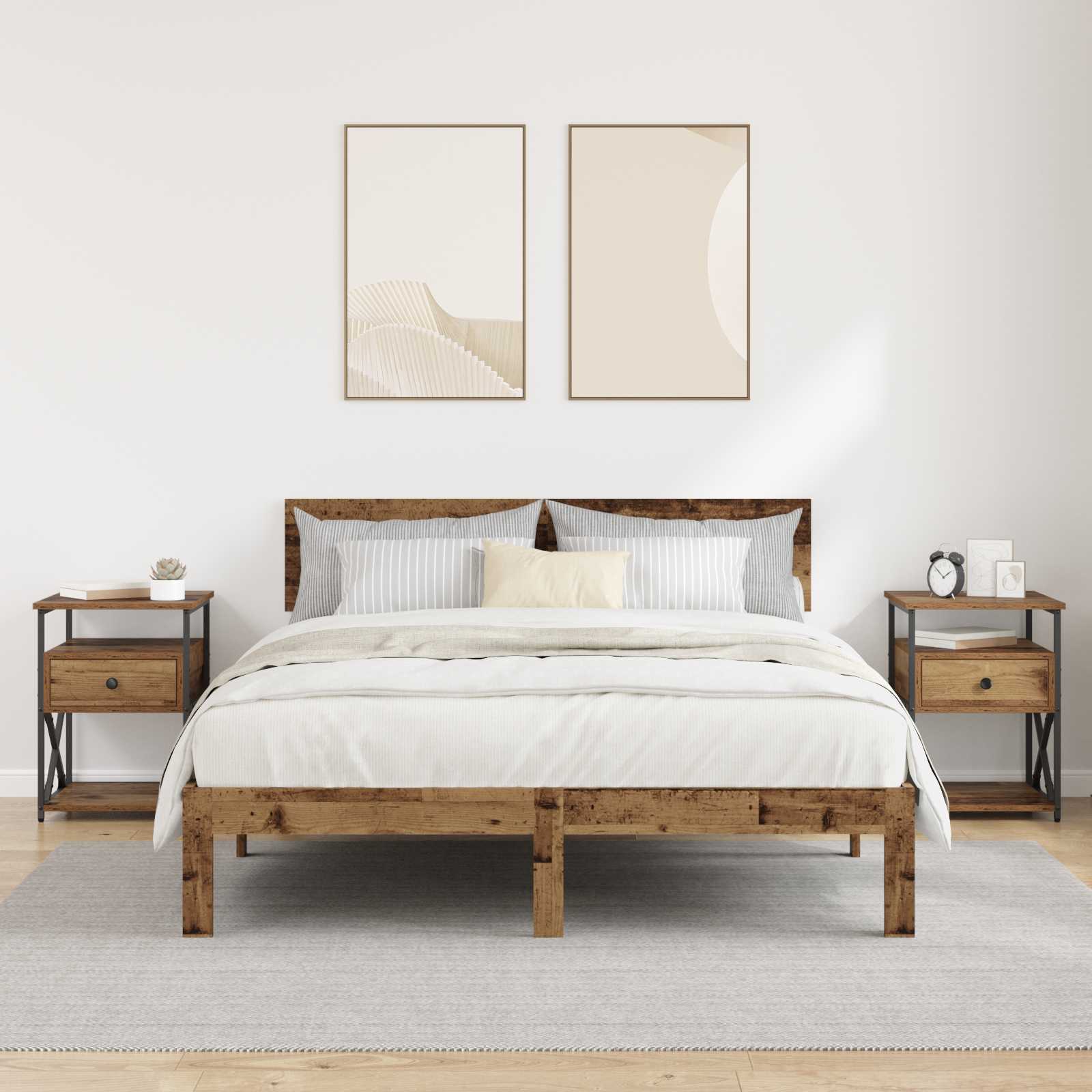 Κομοδίνο 2 pcs Παλιό ξύλο 40 x 42 x 55 εκ Επεξεργασμένο ξύλο - Pakobazaar