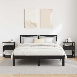 Κομοδίνο 2 pcs Μαύρη Οξυά 40 x 42 x 55 εκ Επεξεργασμένο ξύλο - Pakobazaar
