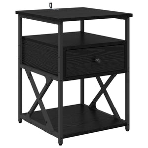 Κομοδίνο 2 pcs Μαύρη Οξυά 40 x 42 x 55 εκ Επεξεργασμένο ξύλο - Pakobazaar