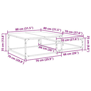 Τραπεζάκι σαλονιού 2 τμχ. Παλιό Ξύλο 80 x 80 x 35 cm