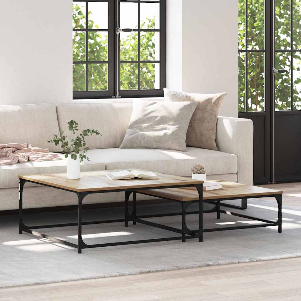Τραπεζάκι σαλονιού 2 pcs Artisan Oak Επεξεργασμένο ξύλο - Pakobazaar