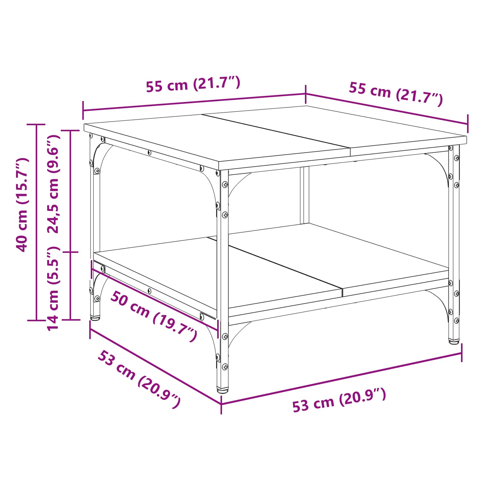 Τραπεζάκι σαλονιού Παλιό Ξύλο 55 x 55 x 40 cm - Pakobazaar