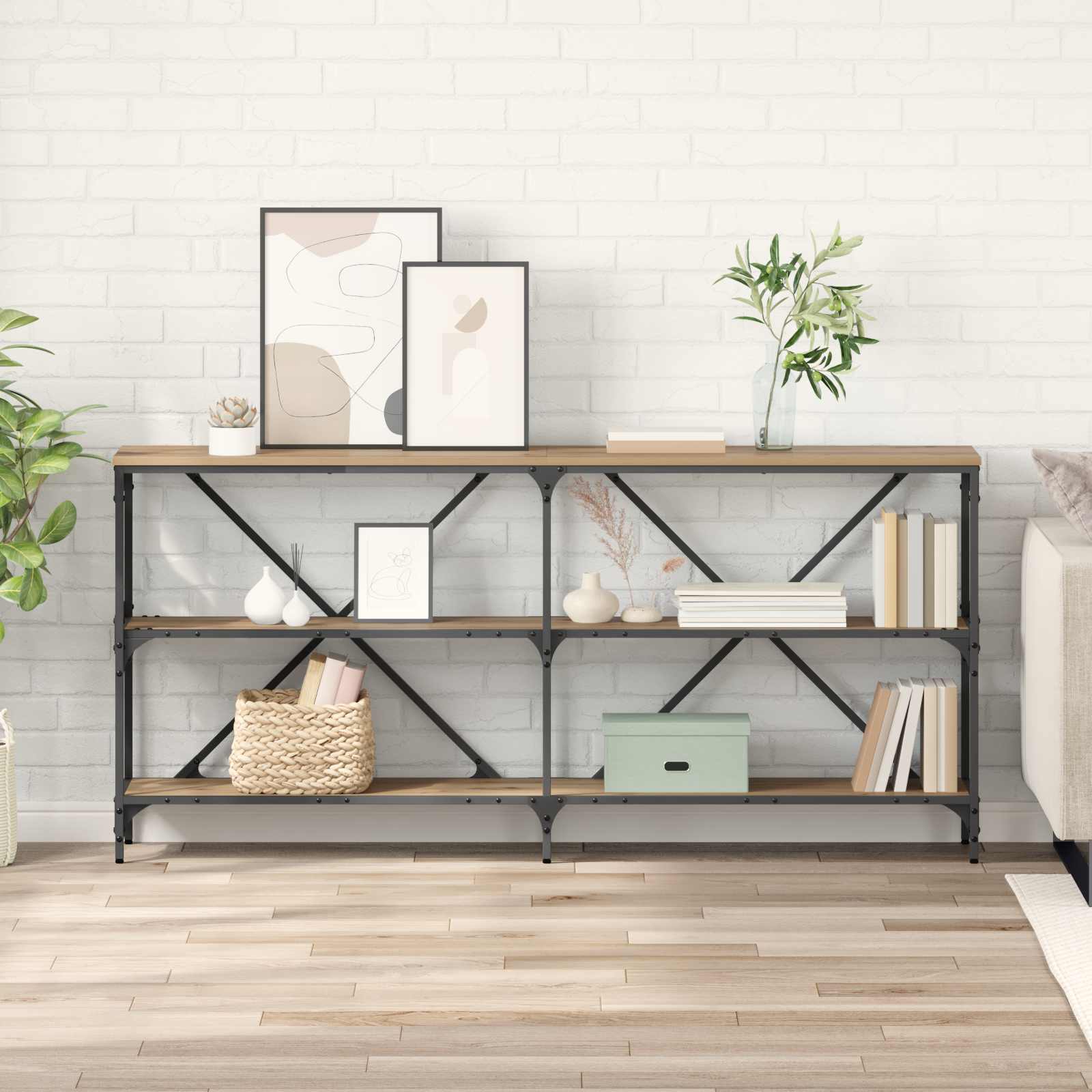 Τραπέζι κονσόλας με ράφι Artisan Oak 160 x 30 x 75 εκ - Pakobazaar