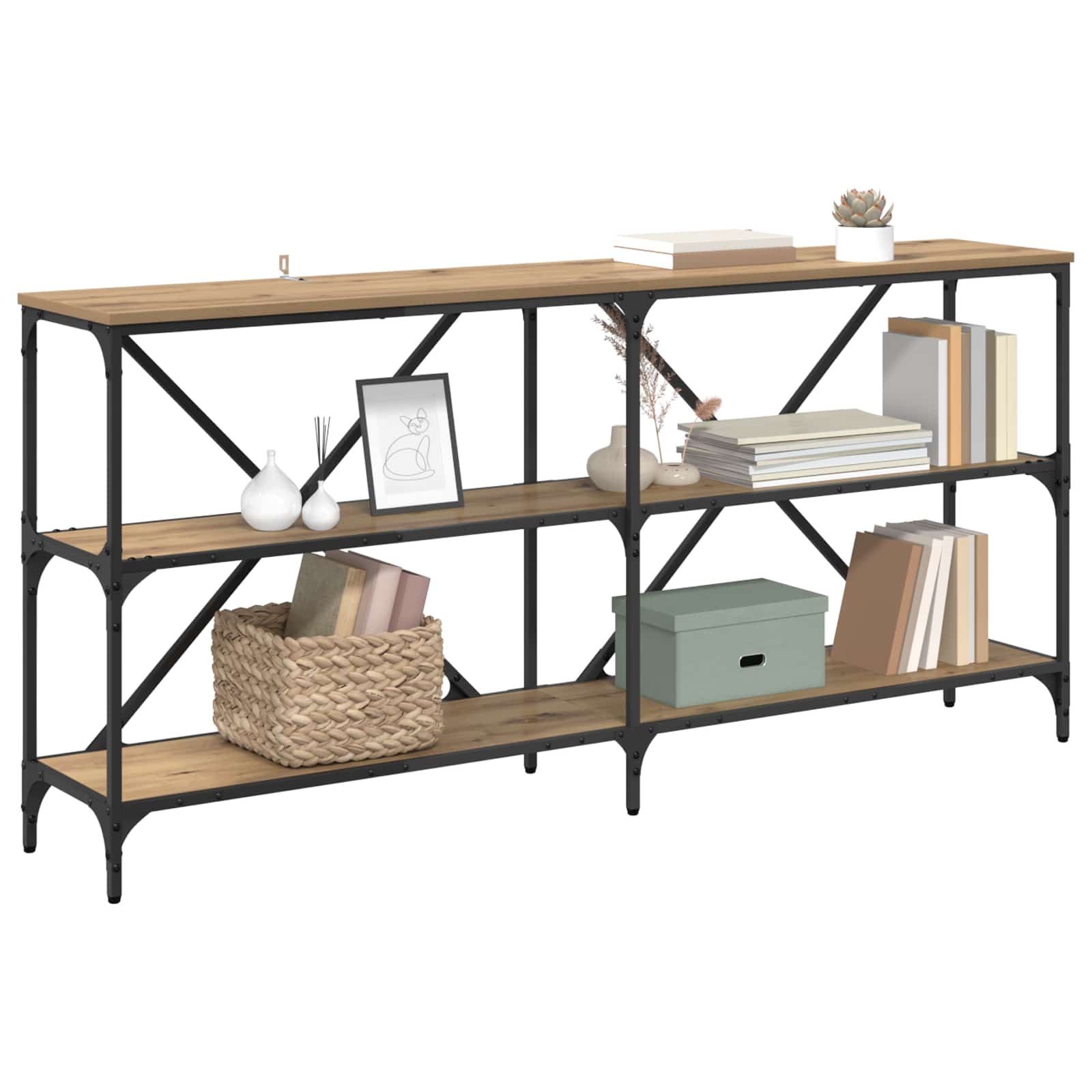 Τραπέζι κονσόλας με ράφι Artisan Oak 160 x 30 x 75 εκ - Pakobazaar