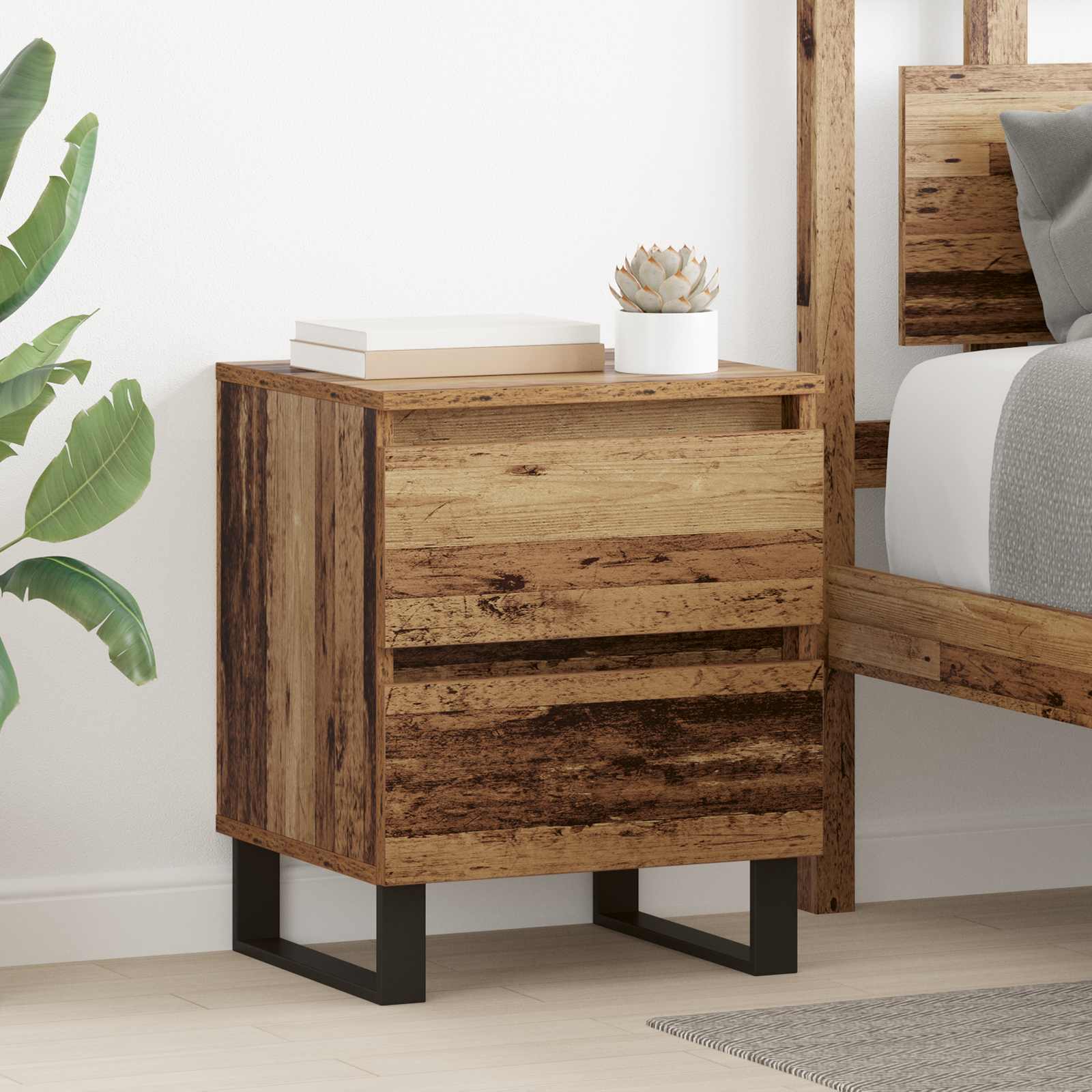 Κομοδίνο 2 pcs Παλιό ξύλο 40 x 35 x 50 εκ. Επεξεργασμένο ξύλο - Pakobazaar
