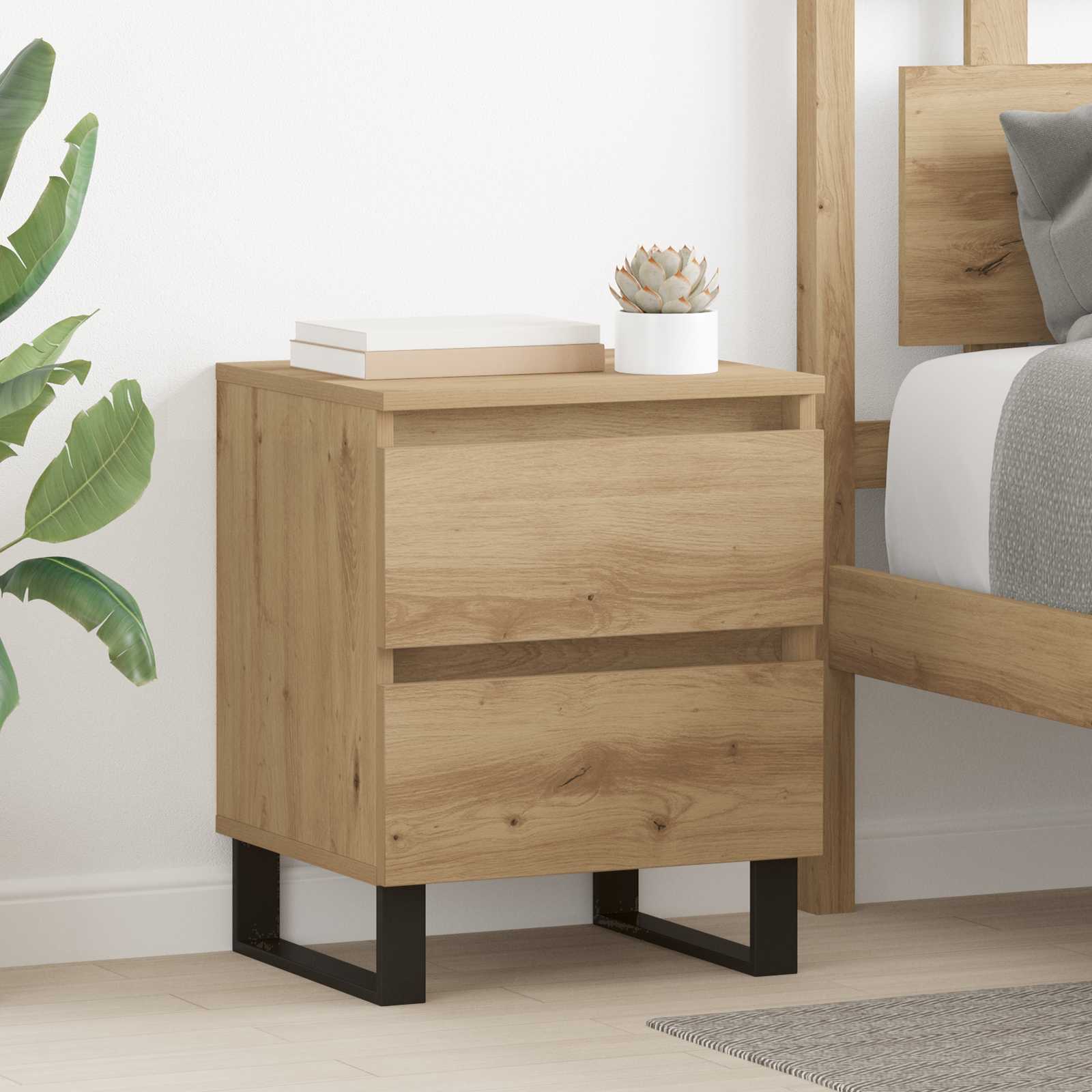 Κομοδίνο 2 pcs Artisan Oak 40 x 35 x 50 εκ. Επεξεργασμένο ξύλο - Pakobazaar
