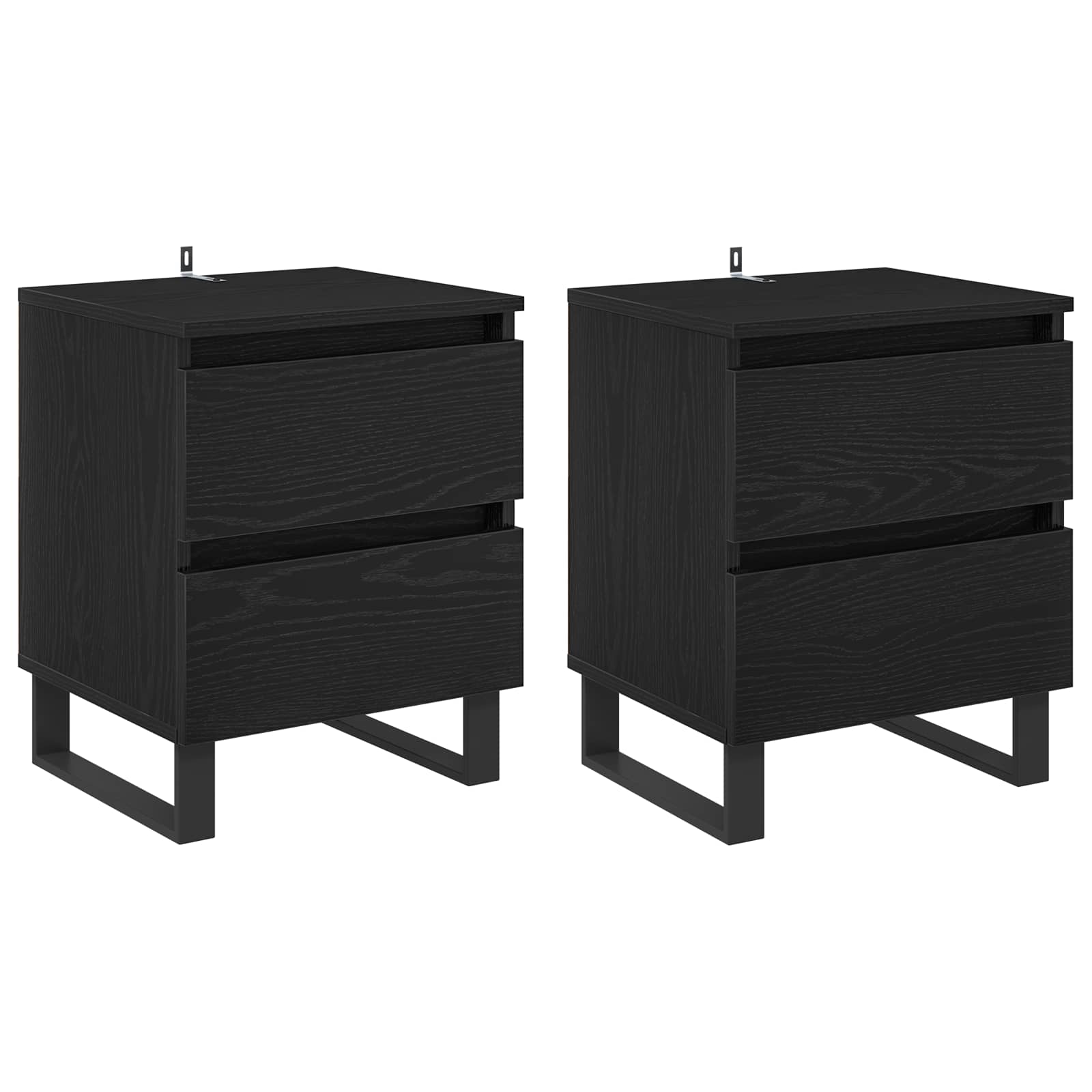 Κομοδίνο 2 pcs Μαύρη Οξυά 40 x 35 x 50 εκ. Επεξεργασμένο ξύλο - Pakobazaar
