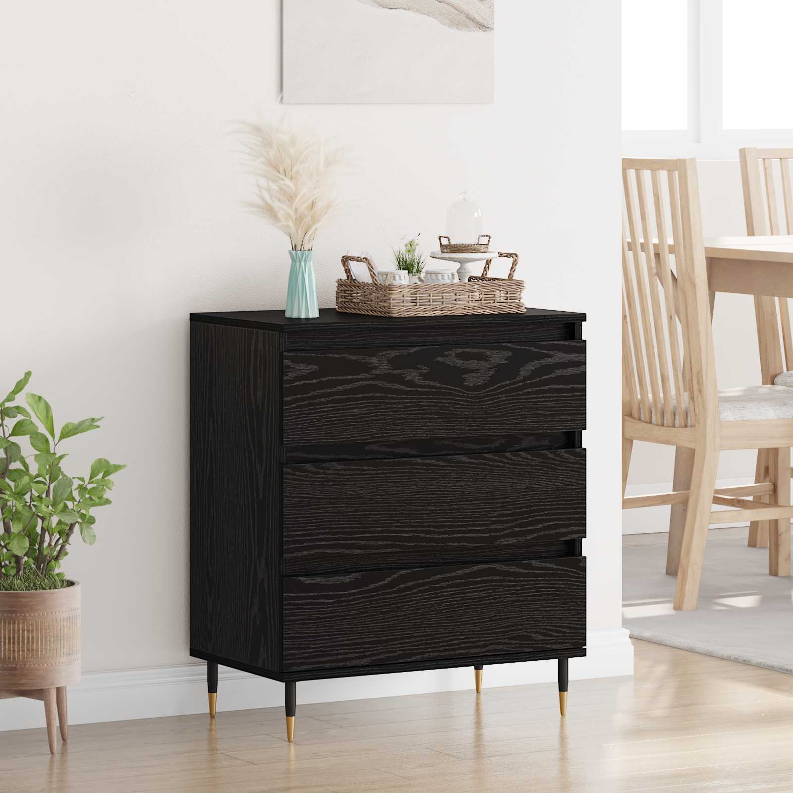 Πλαϊνό γραφείο Μαύρη Οξυά 60 x 35 x 70 cm Επεξεργασμένο ξύλο - Pakobazaar