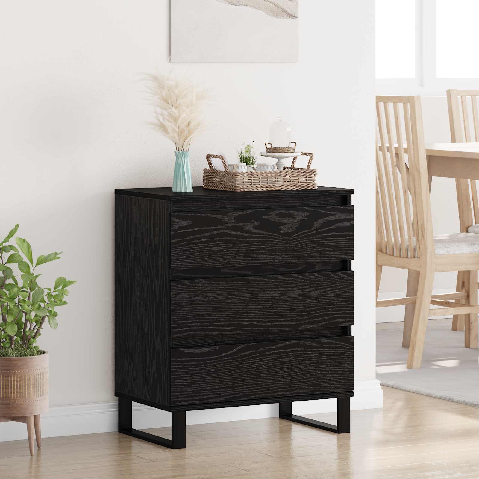 Πλαϊνό γραφείο Μαύρη Οξυά 60 x 35 x 70 cm Επεξεργασμένο ξύλο - Pakobazaar