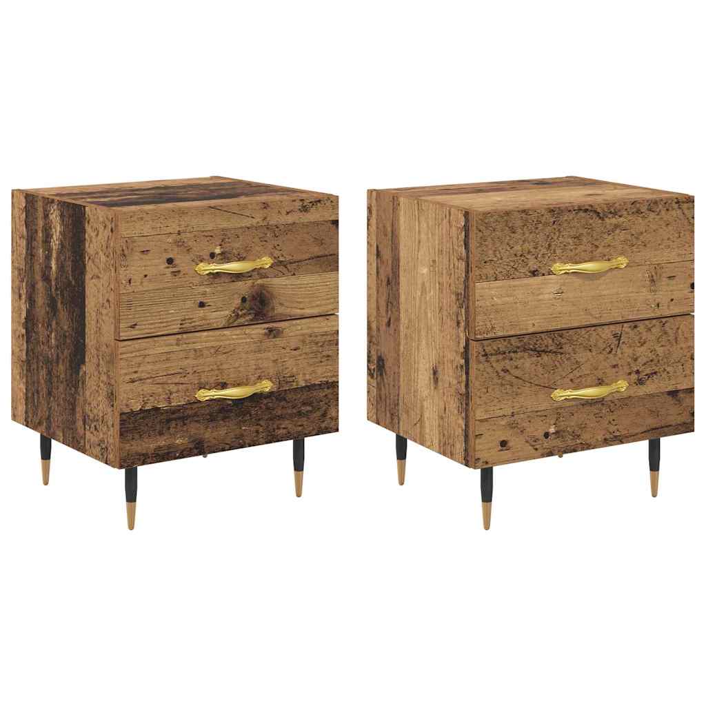 Κομοδίνο 2 pcs Παλιό ξύλο 40 x 35 x 47,5 εκ Επεξεργασμένο ξύλο