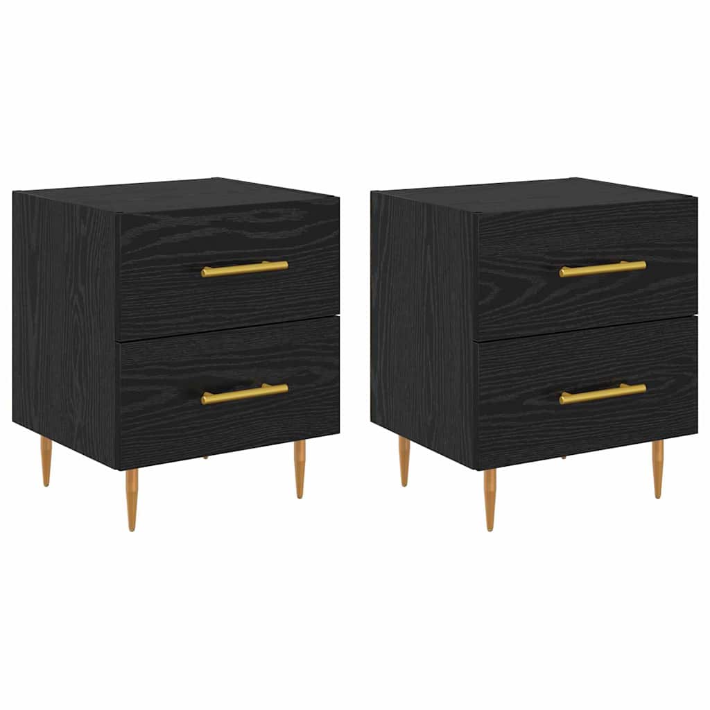 Κομοδίνο 2 pcs Μαύρη Οξυά 40 x 35 x 47,5 εκ Επεξεργασμένο ξύλο