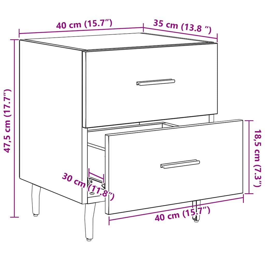 Κομοδίνο Παλιό ξύλο 40 x 35 x 47,5 εκ Επεξεργασμένο ξύλο