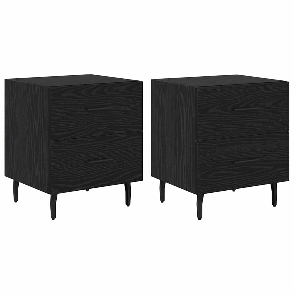 Κομοδίνο 2 pcs Μαύρη Οξυά 40 x 35 x 47,5 εκ Επεξεργασμένο ξύλο